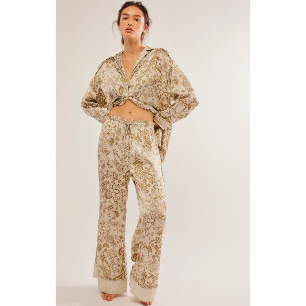Robert Louis Floral‎ Leopard Print Pajama Set Womens XL Lounge Sleepwear